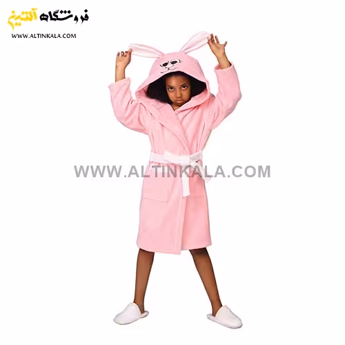 حوله تنپوش کودک پودایران طرح خرگوش صورتی سایز 70