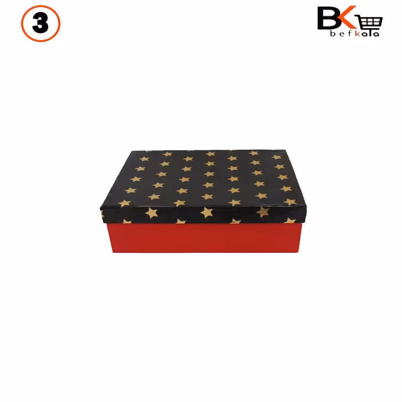 باکس کادویی مستطیلی طلاکوب مشکی کد 23 سایز سه 
