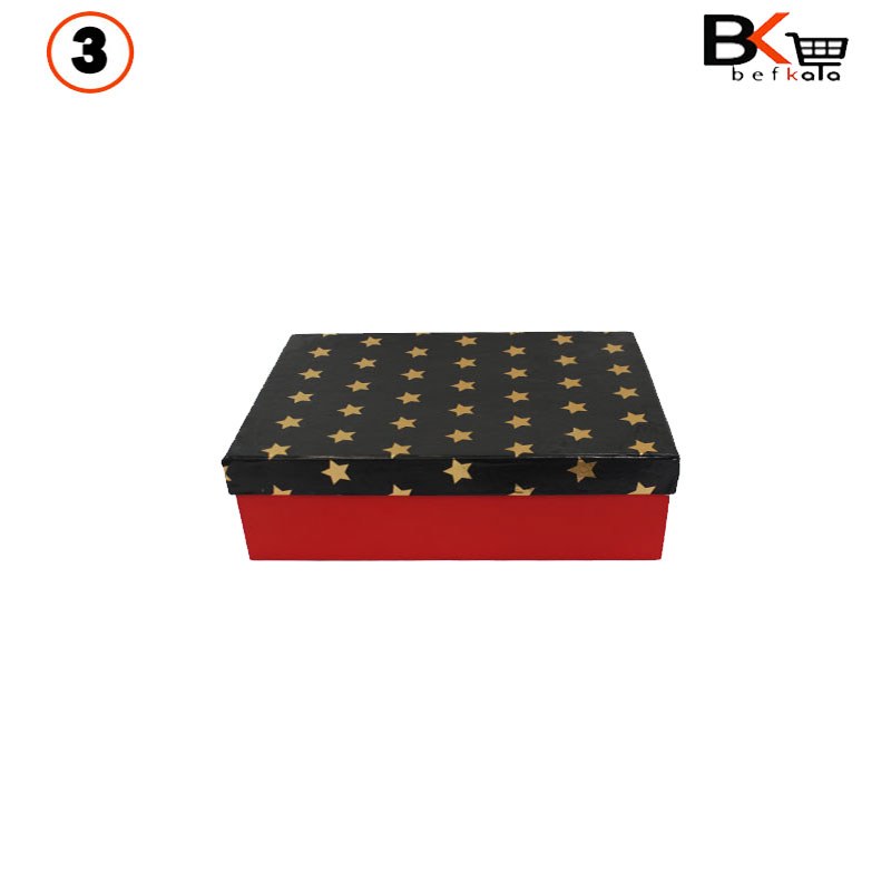 باکس کادویی مستطیلی طلاکوب مشکی کد 23 سایز سه