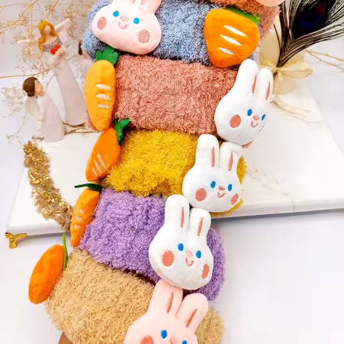 هدبند حوله ای دخترانه مدل خرگوش و کیتی              