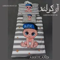 تشک مسافرتی بهمراه بالشت و پتو سایز دو تم بیبی پسرانه