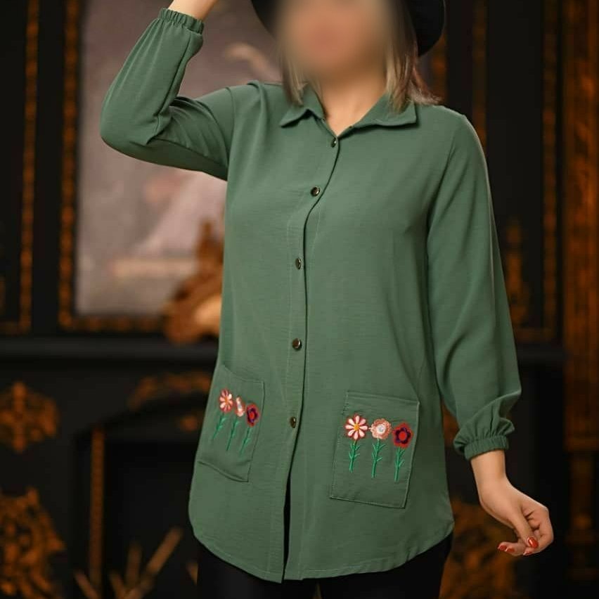تونیک ابر و بادی جیب دار رنگ گلبهی ارسال رایگان