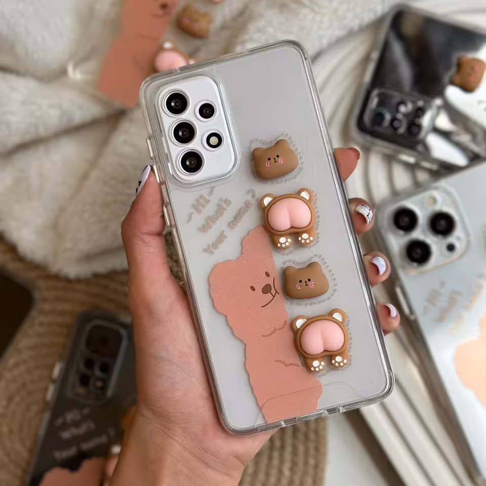 قاب گوشی خرس با حیا برجسته مناسب گوشی سامسونگ شیائومی آیفون