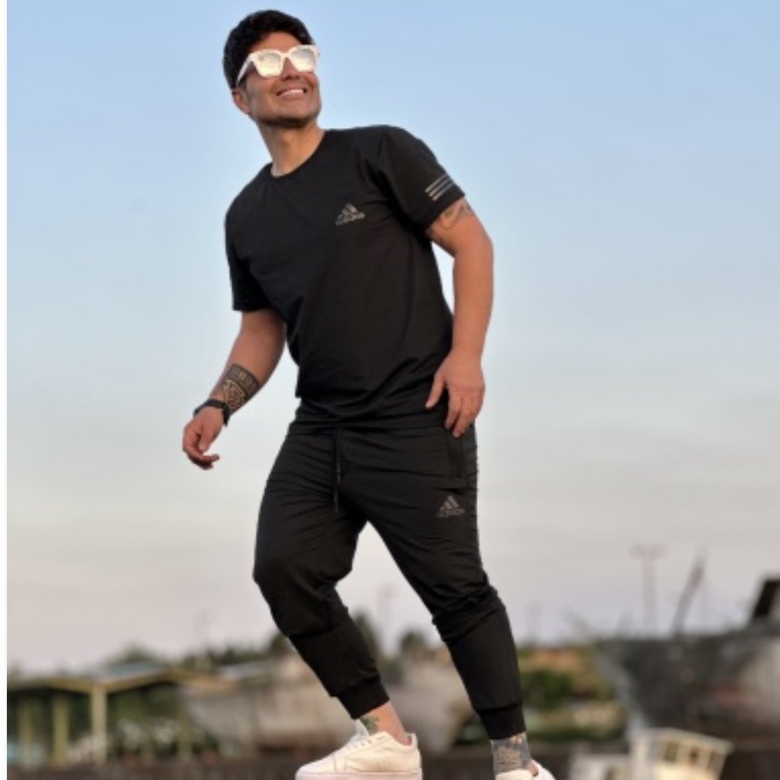 ست ملانژ مردانه مشکی تیشرت و شلوار