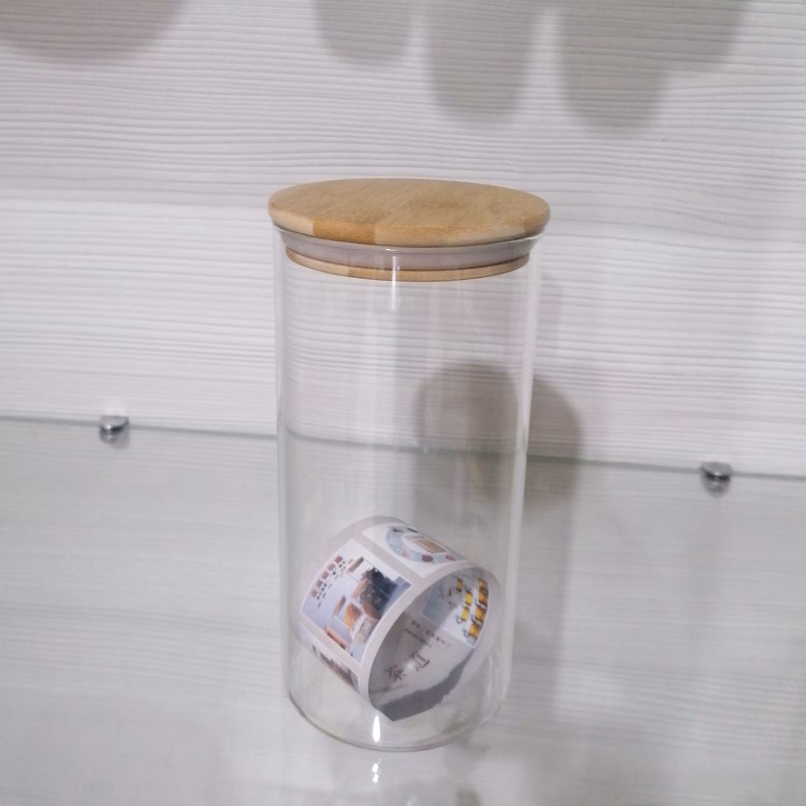 بانکه پیرکس گرد درب چوب بامبو سایز دو 