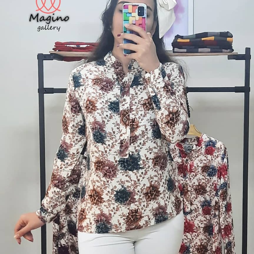 شومیز نخی خنک گلدار تک سایز 36