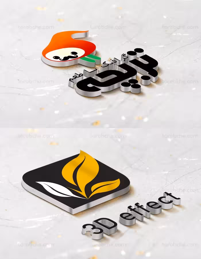 طرح لایه باز موکاپ لوگوی سه بعدی نقره ای - گرافیک با طعم تربچه