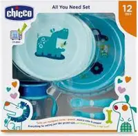 سرویس ظرف غذای کودک چیکو اورجینال تمام سیلیکونی 5 تکه رنگ ابی جدید   chicco gift set  12