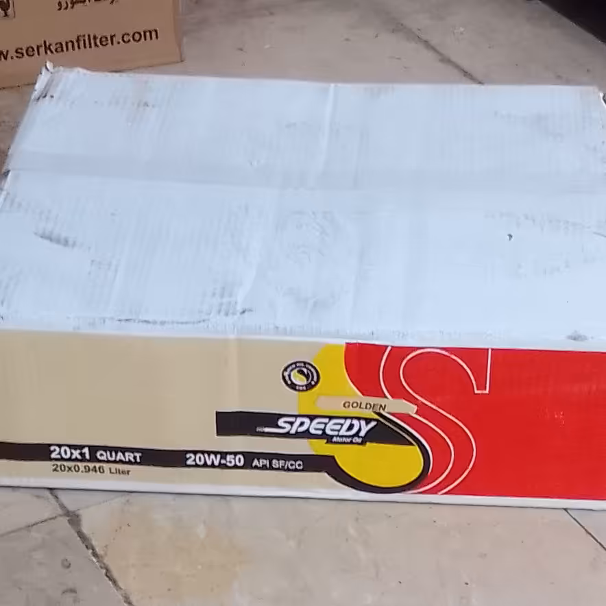 روغن موتور  سپاهان اسپیدی طلایی یک لیتری 20w50  پک کامل 20 تایی