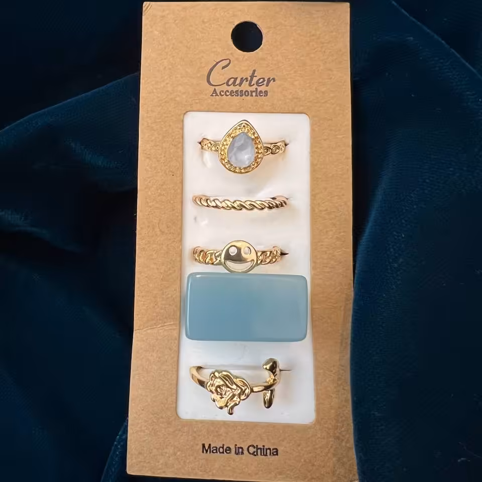 ارسال رایگان پک پنج تایی انگشتر طلایی