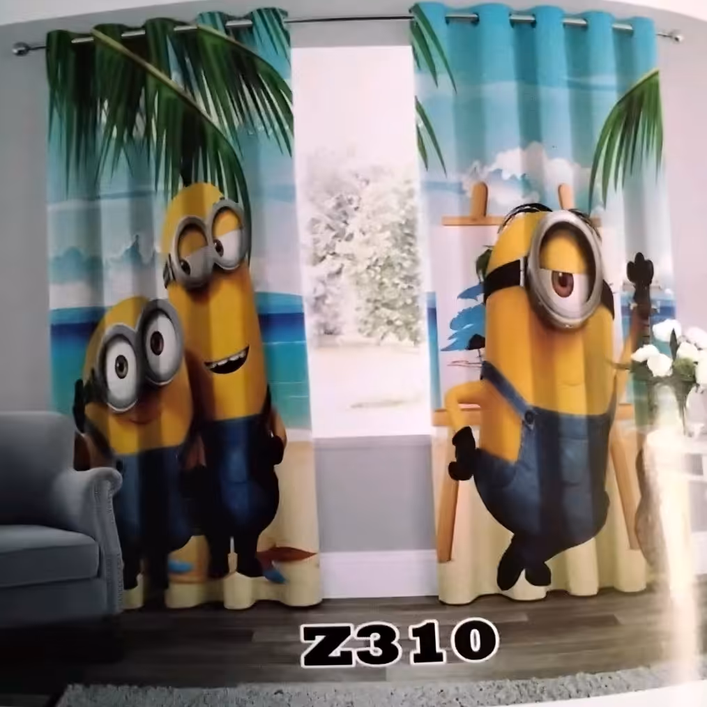 پرده چاپی پانچ اتاق کودک دو قواره طرح کارتونی  کدz310