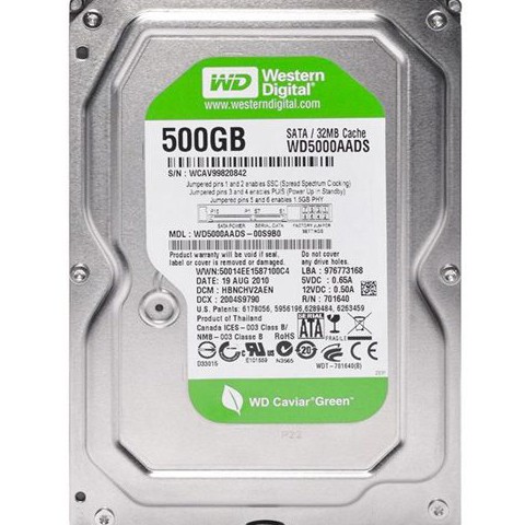 حافظه اچ دی دی اینترنال وسترن دیجیتال سری سبز ظرفیت 500 گیگابایت