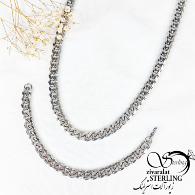 ست گردنبند و دستبند کارتیه استیل کد 11560