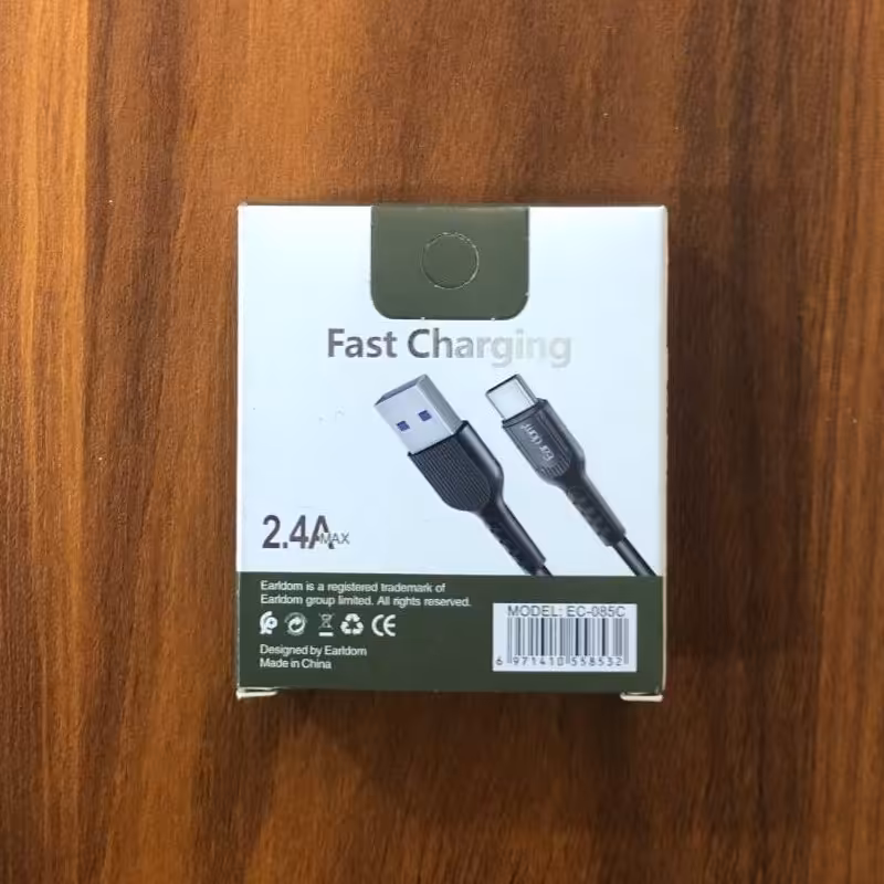 کابل پاوربانک تایپ سی مشکی 2.4 آمپری برند EARLDOM