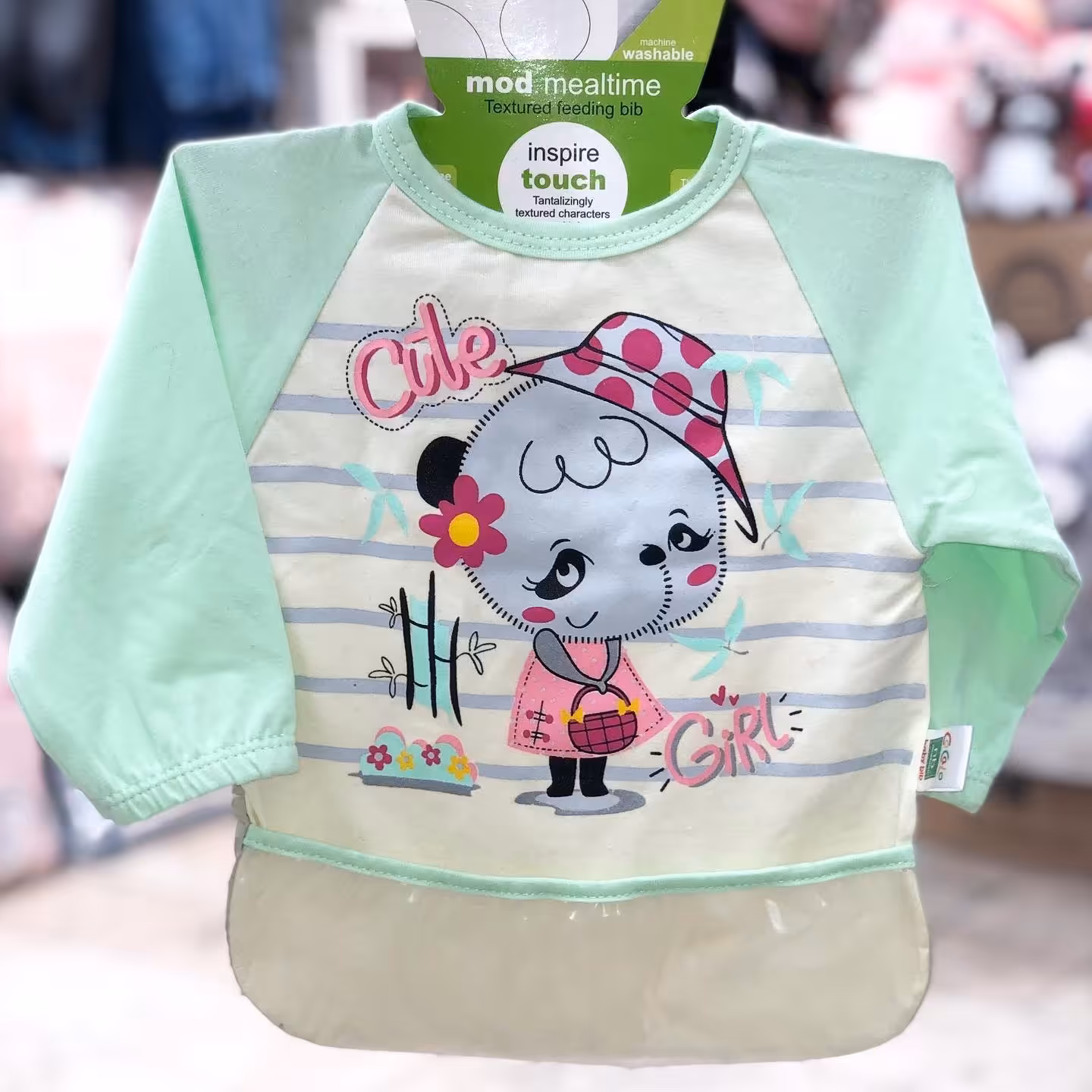 پیشبندآستیندارنخی پشت مشمایی مناسب استفاده از یک سالگی تا5 سال دارای قسمت کاسه ای برای جمع آوری مایعات و غذای ریخته شده