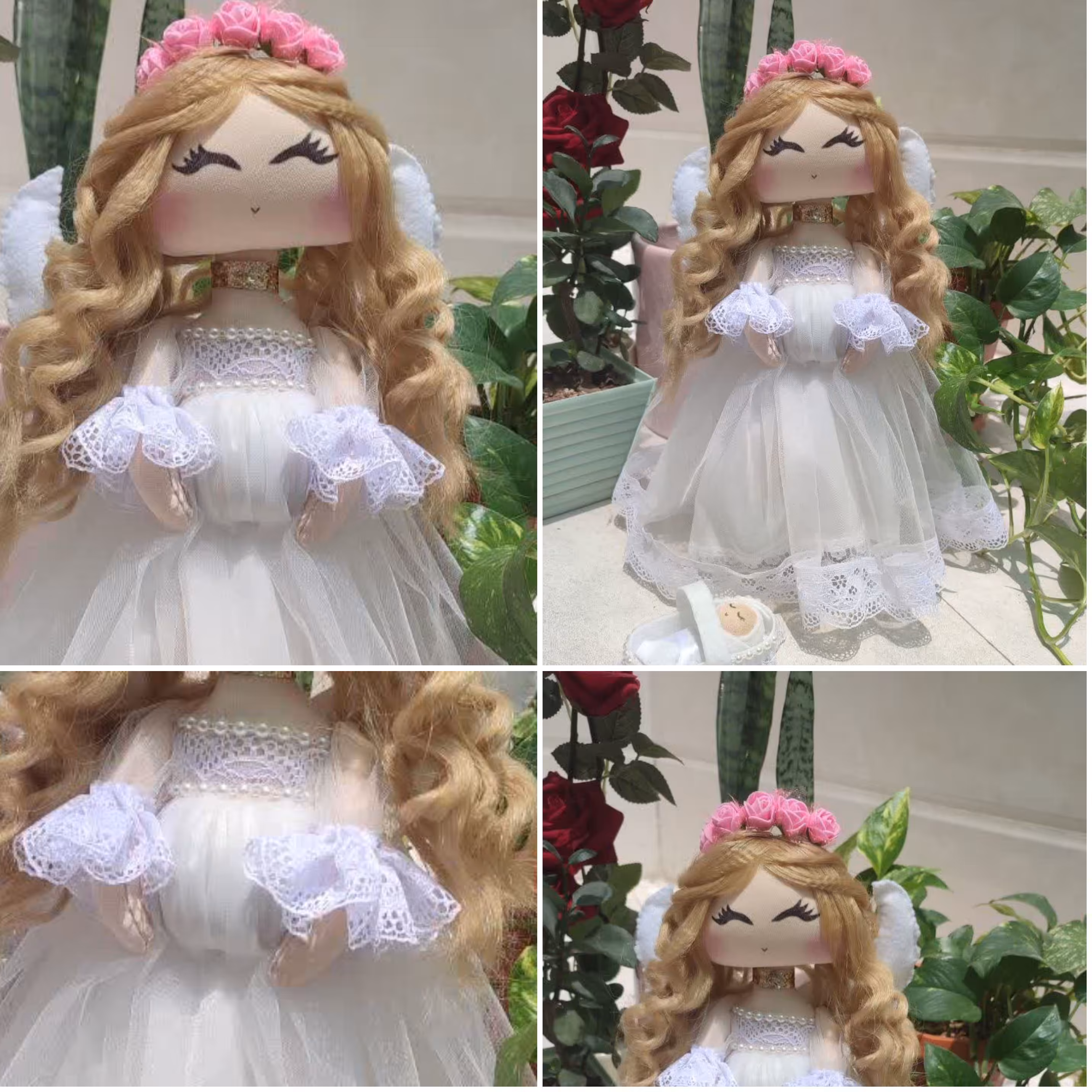 عروسک تیلدای باردار .قد 40 سانت همراه با پایه نگهدارنده .رنگ مو ولباس قابل تغییر به سلیقه شما