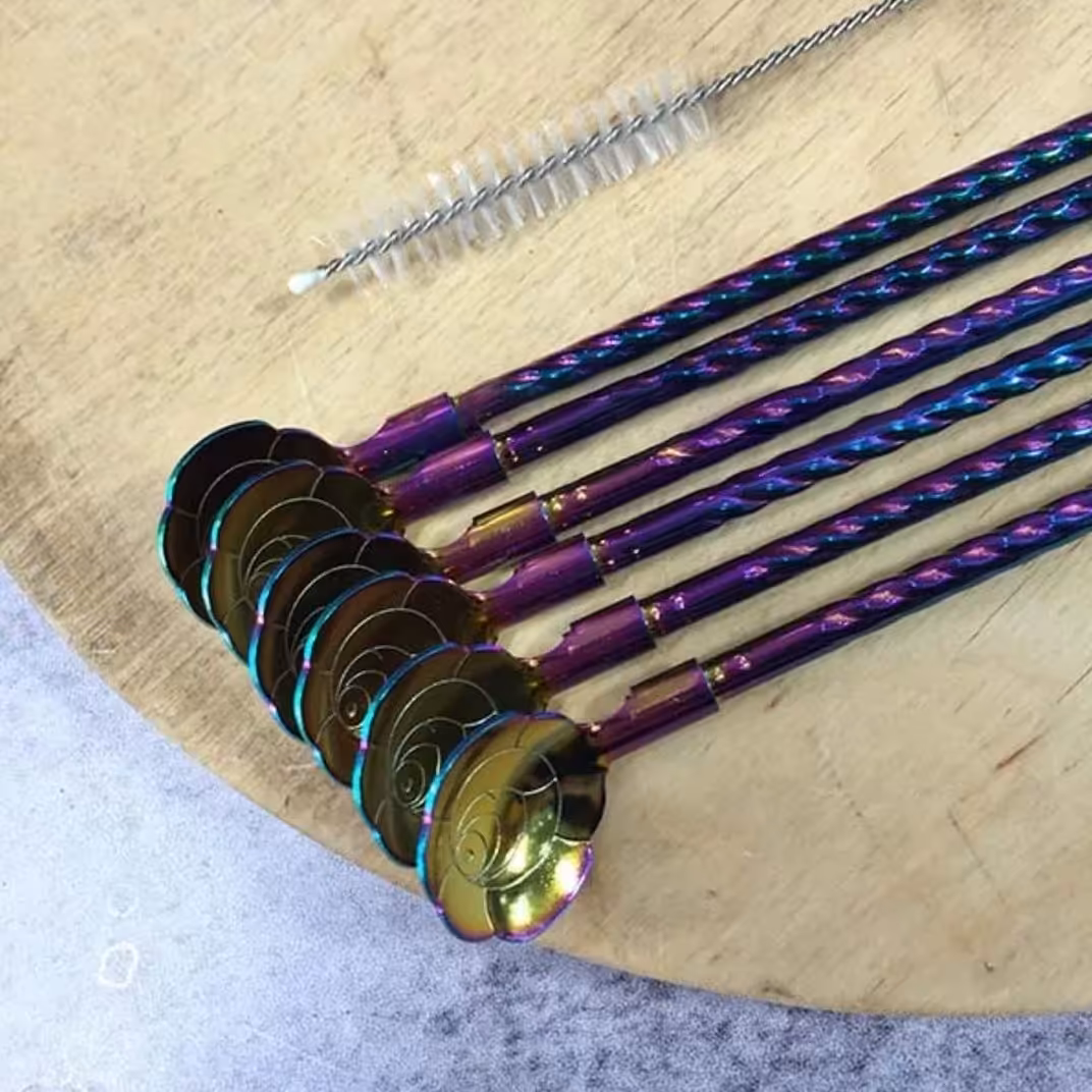 قاشق نی دار شربت خوری استیل قاشق شربت خوری استیل