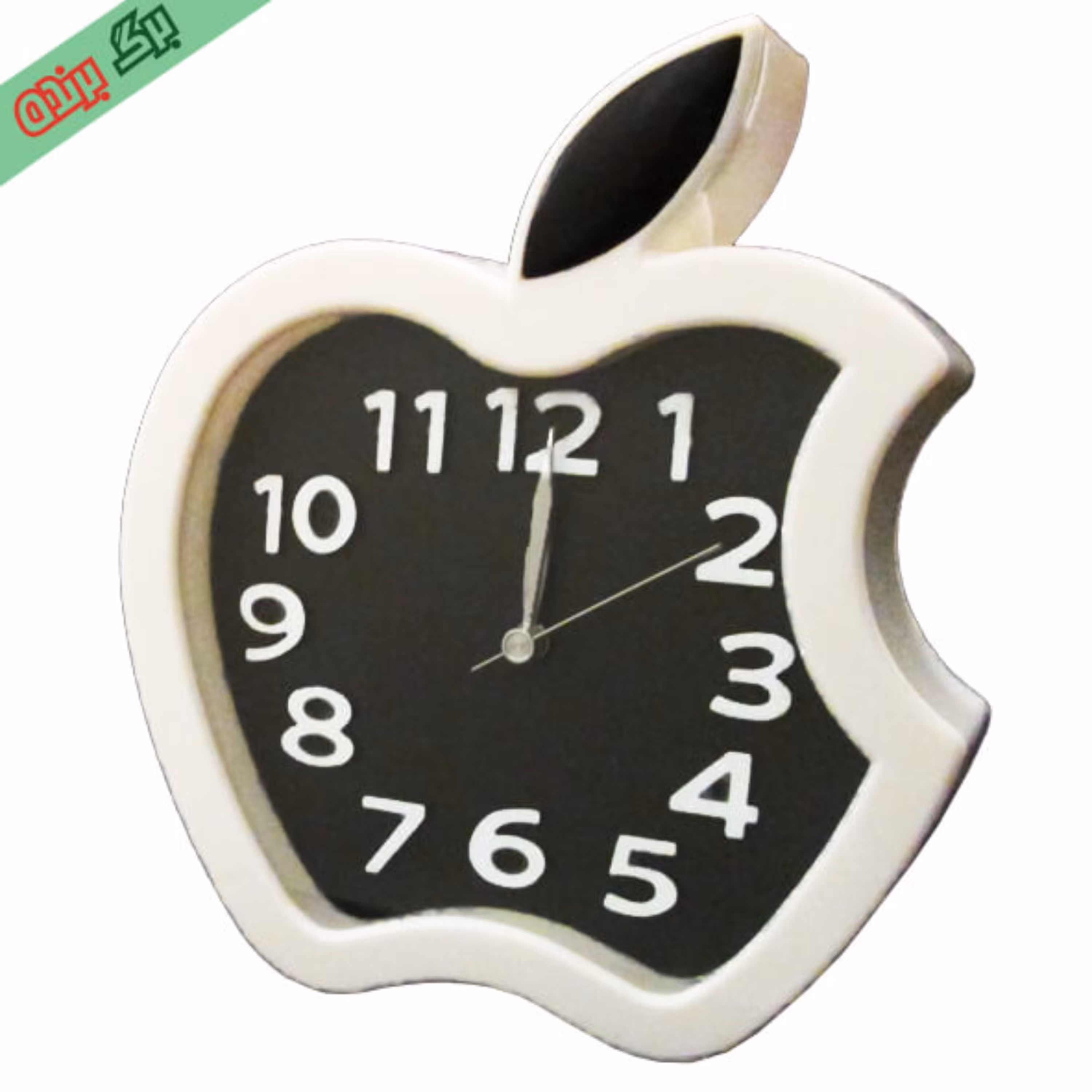 ساعت رومیزی زنگدار طرح اپل سایز توسط رنگ مشکی