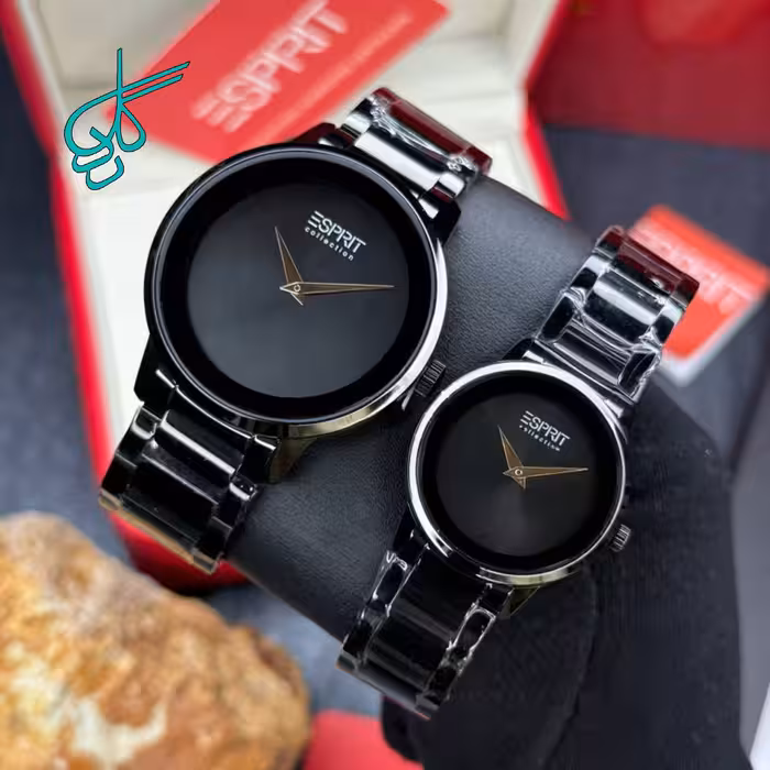خرید ست ساعت زنانه و مردانه کریستالی مارک اسپریت موتور ژاپن کیفیت عالی جنس استیل رنگ ثابت و ضدحساسیت کد 2116873 - ردگل