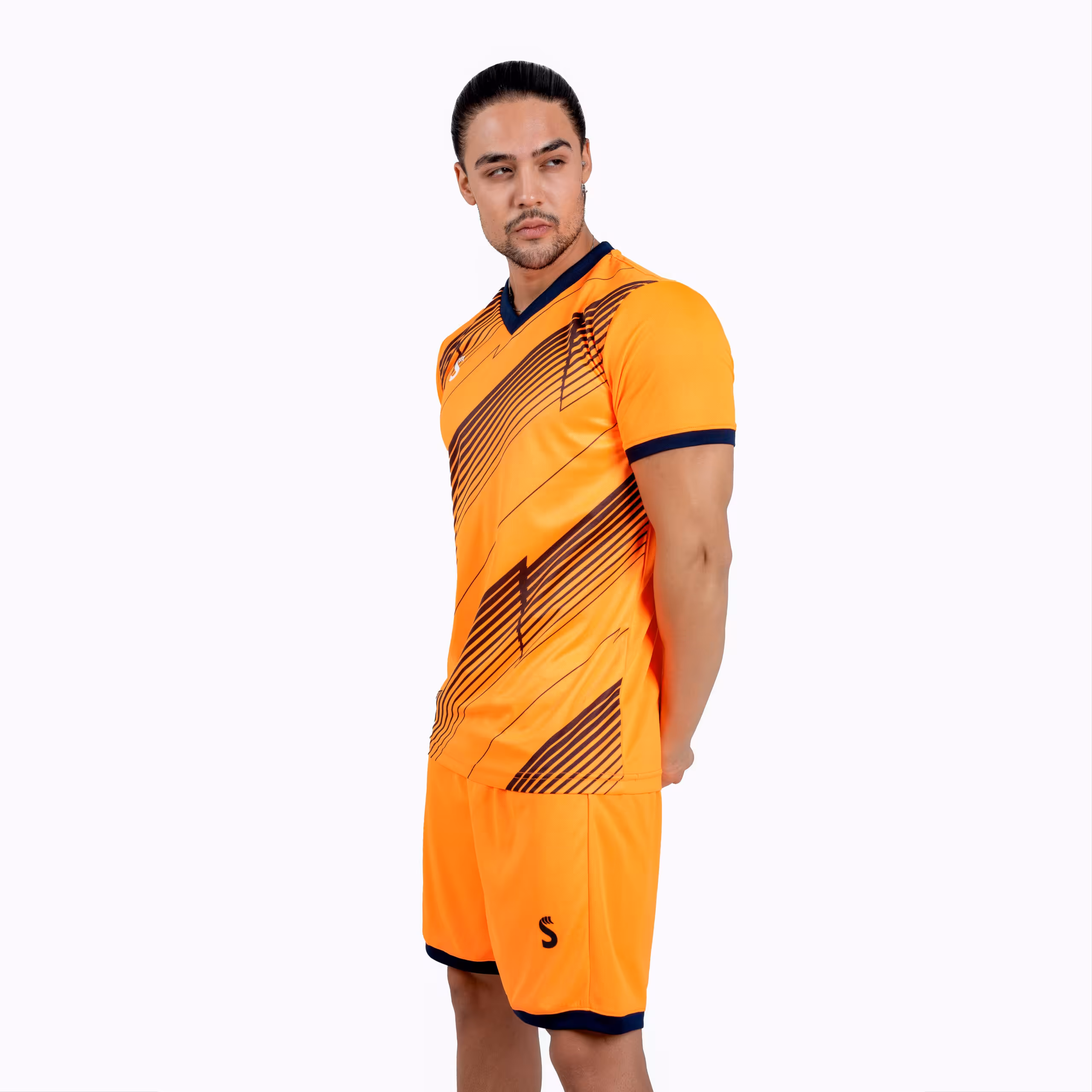پیراهن شورت مدل نبضی نارنجی/سورمه ای کد 2231 سینا اسپرت