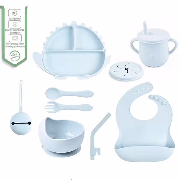 ست 8 تکه غذاخوری سیلیکونی کودک جوجوببک jojobebek طرح دایناسور کد 001