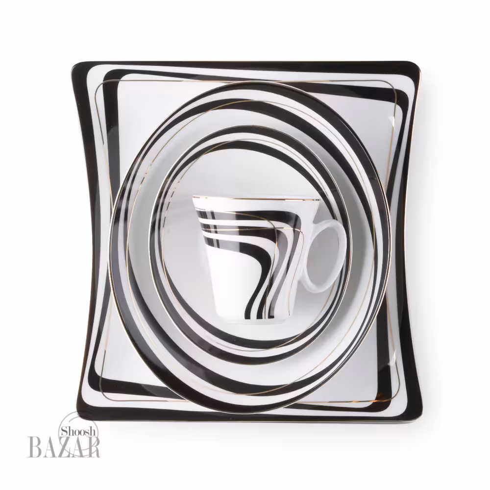 سرویس 97 پارچه چینی زرین طرح زیبرا 12 نفره