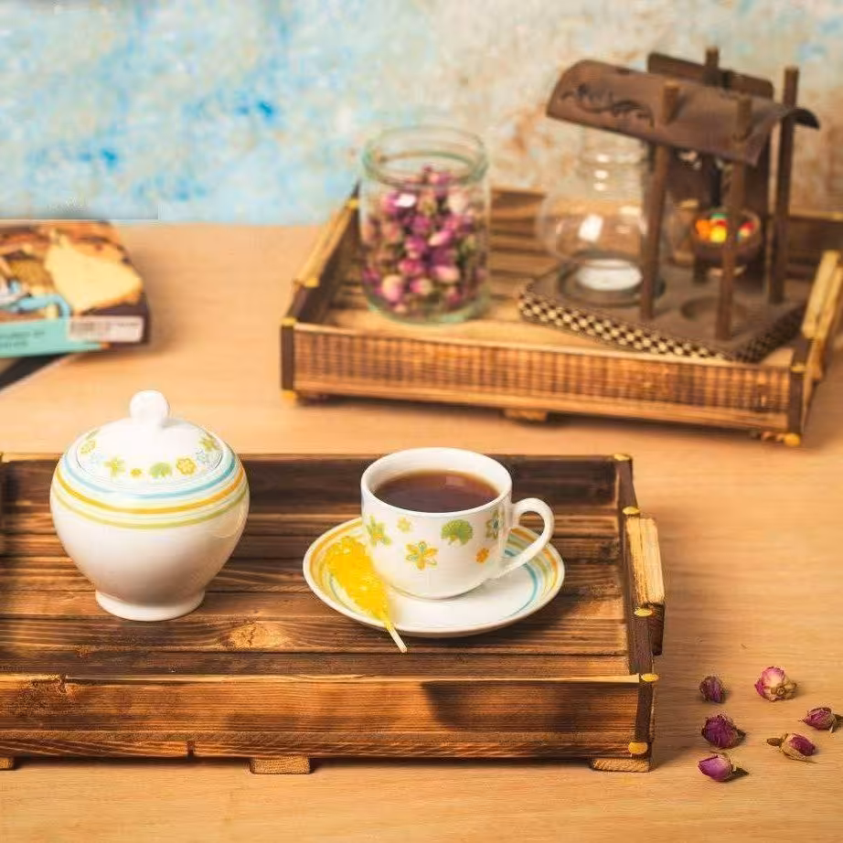 سینی چوبی پذیرایی و دکوری 2 عددی