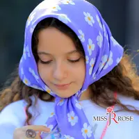 روسری دخترانه قواره 70 طرح بابونه یاسی
