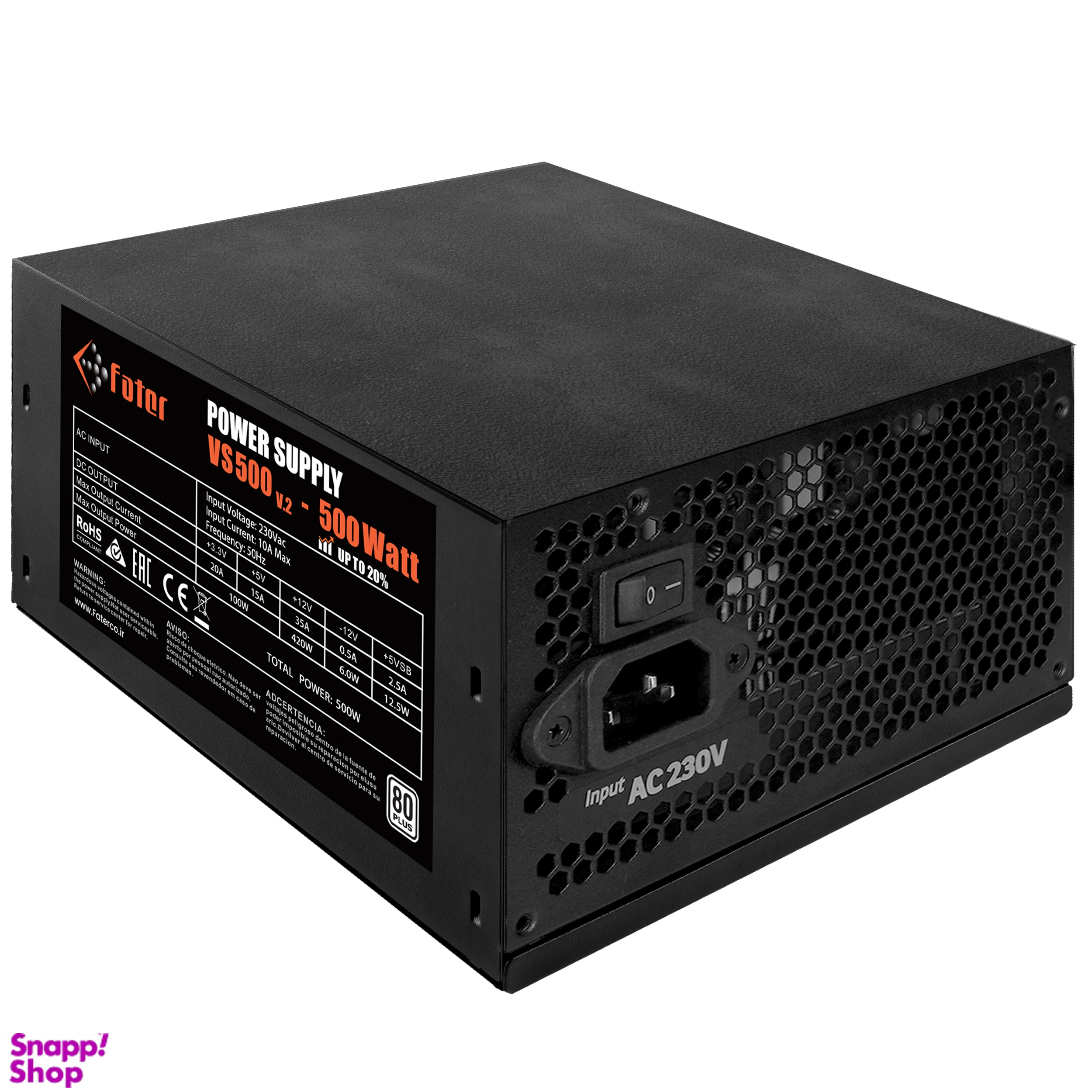 پاور کامپیوتر 500 وات فاطر مدل Fater VS500 V2 80Plus