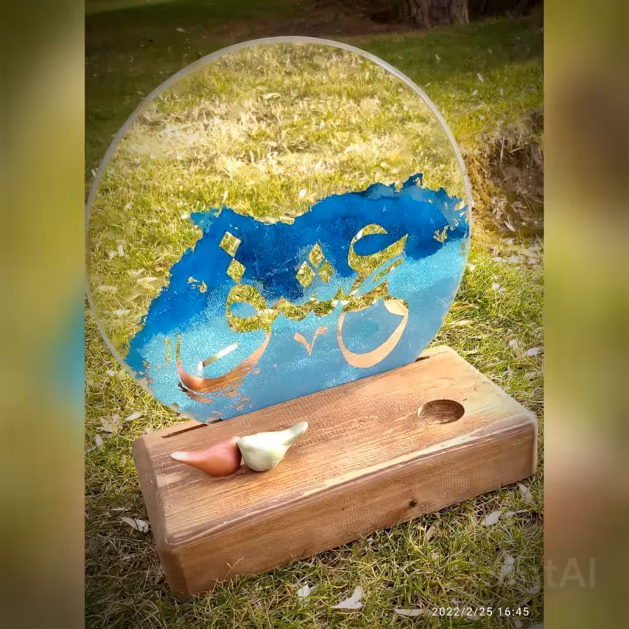 آینه آنتیک مخصوص سفره عید با تکنیک خط پایه ی چوبی روس