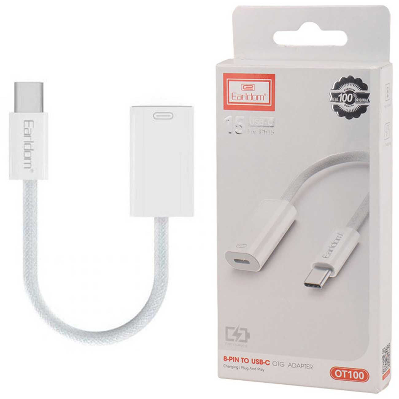 مبدل اوتی‌جی آیفون 15 تایپ‌سی به لایتنینگ ارلدام OT100