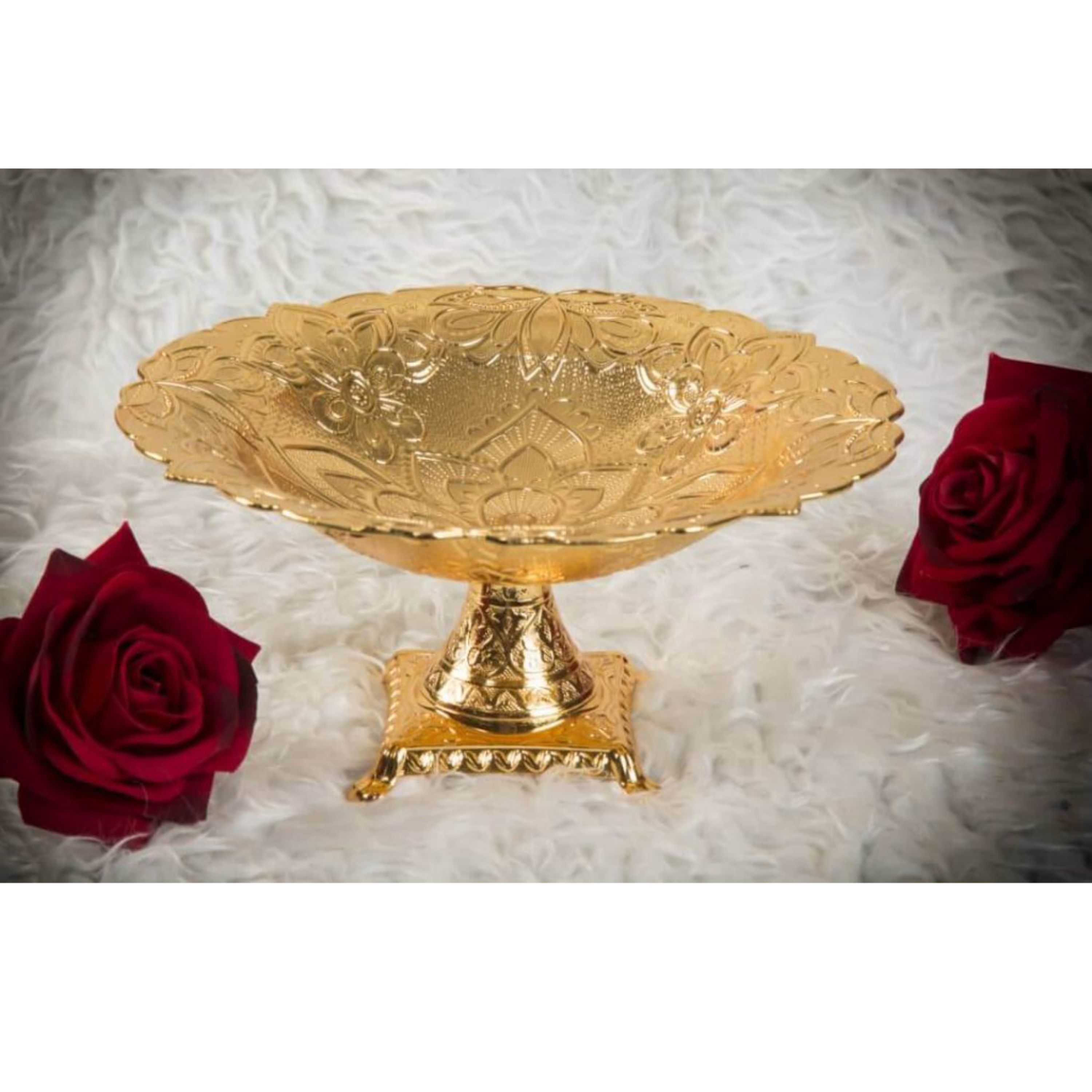 میوه خوری طرح گلدار طلایی  و نقره ای