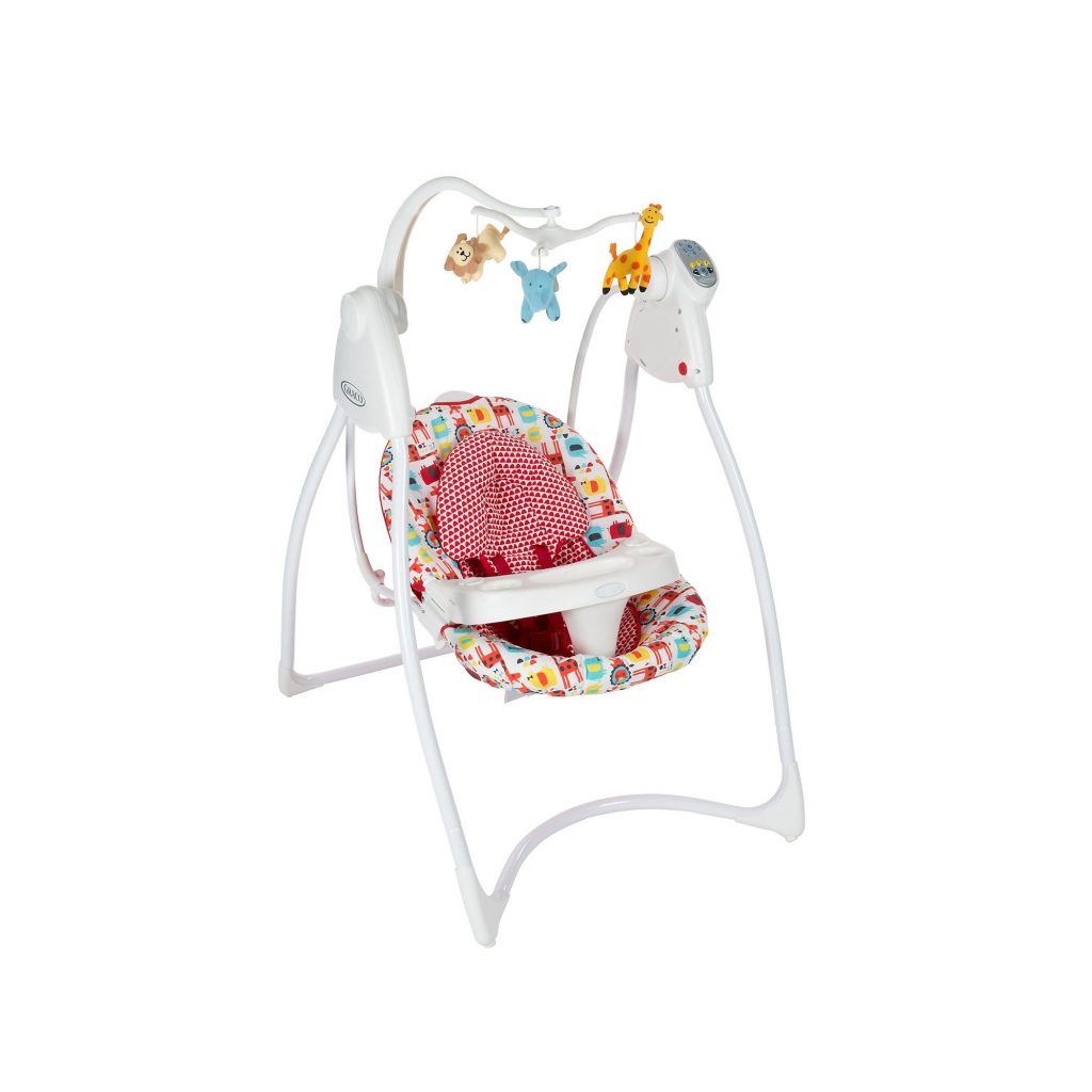 تاب برقی گراکو امریکا موزیکال و سرعت 6 حالته با تایمر و خواب کامل نوزادی و سینی غذای کودک رنگ فشن  graco