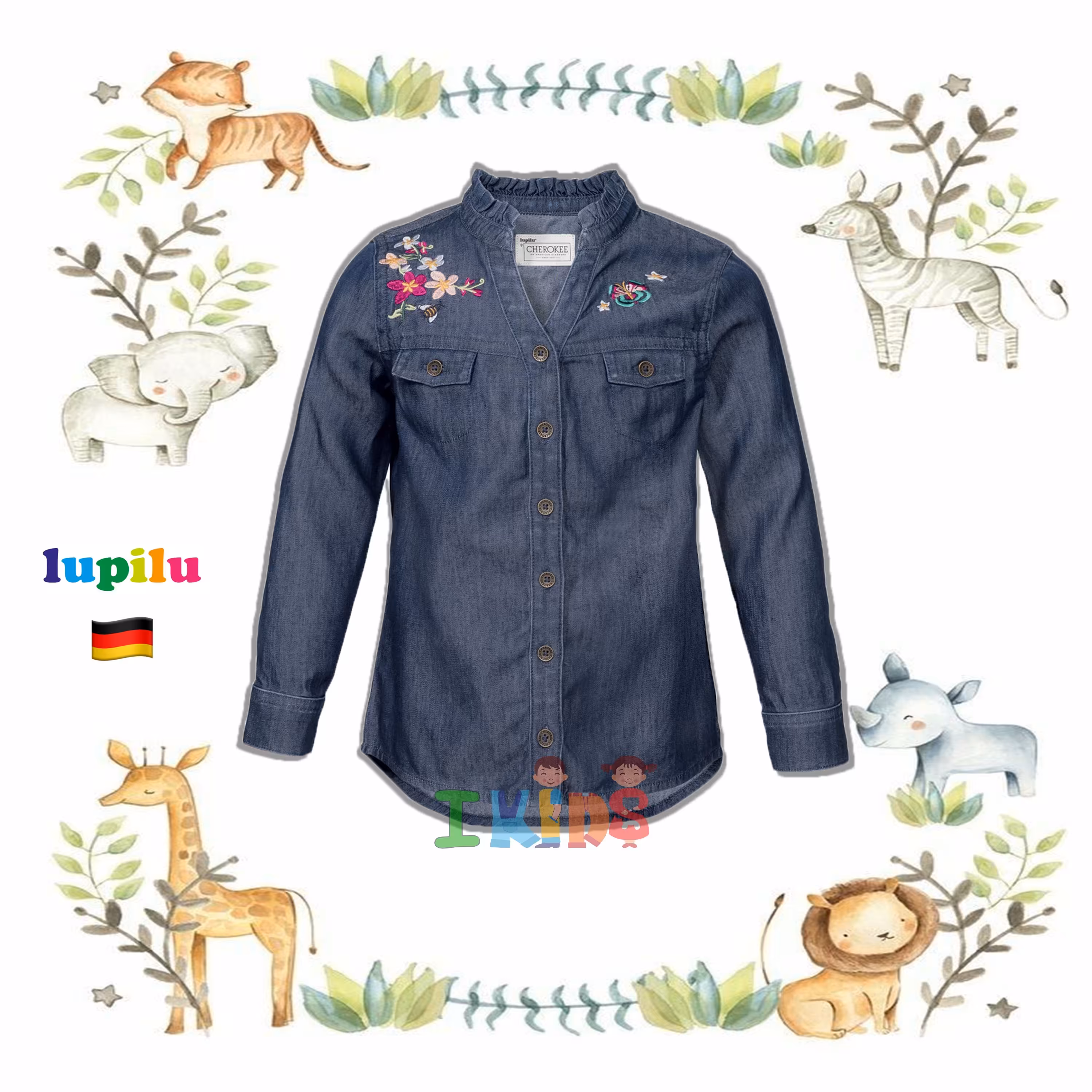 بلوز جین گلدوزی دخترانه برند لوپیلو - lupilu آلمان