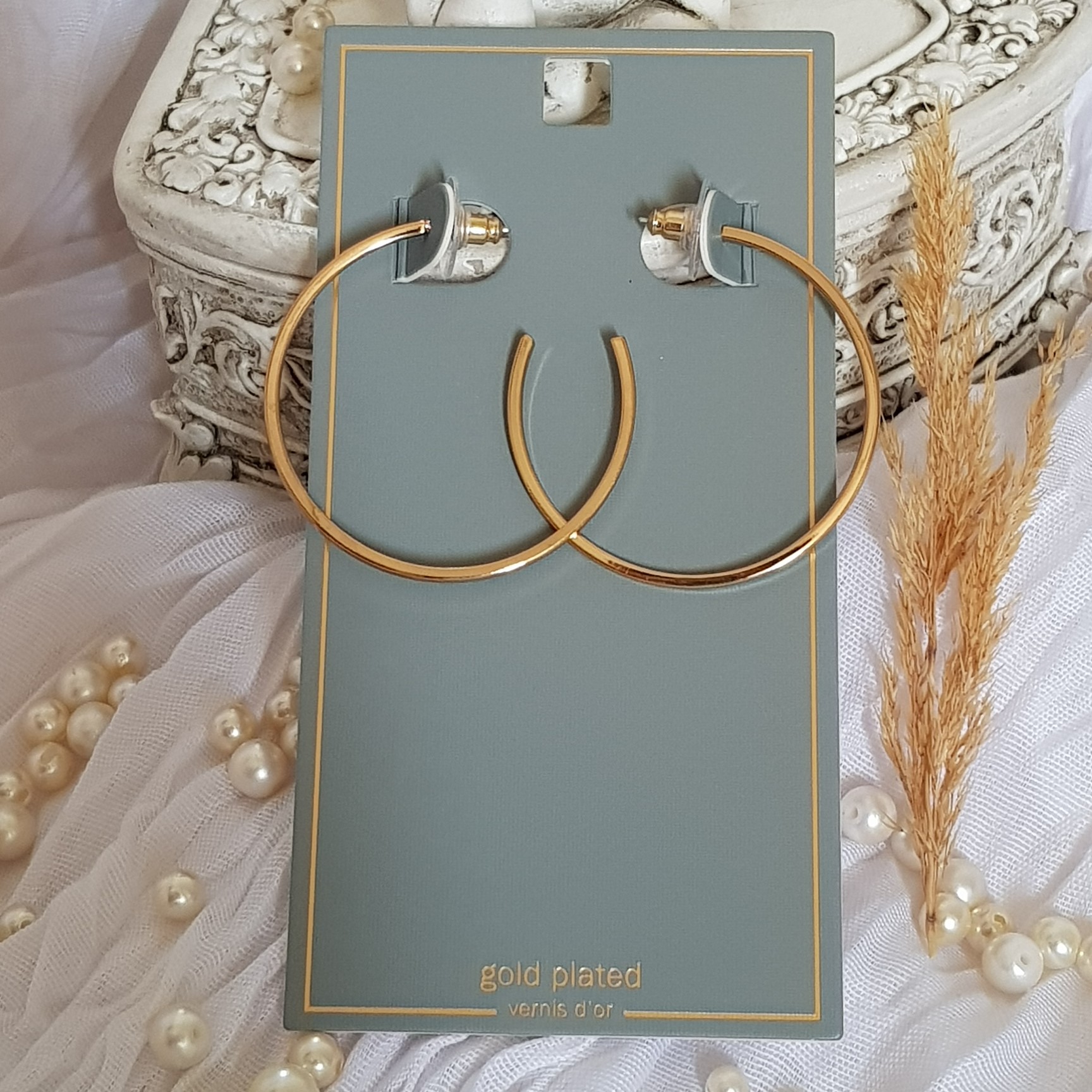  گوشواره روکش طلا حلقه ای قطر 4 سانت از شرکت آلمانی beeline  کد 116