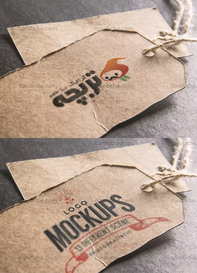 طرح لایه باز موکاپ لوگوی لیبل کاغذی - گرافیک با طعم تربچه