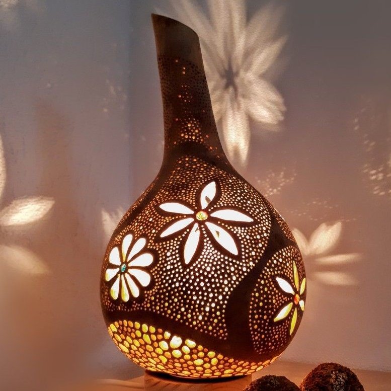 چراغ خواب آباژور زیبا طرح گل
