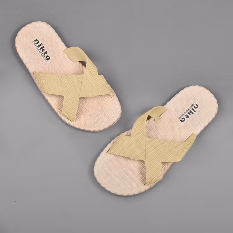 دمپایی زنانه نیکتا مدل ضربدری کد 274528 رنگ نسکافه ای سایز 37 تا 40