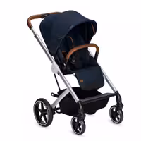 کالسکه سایبکس بالیوس اس جدید سورمه ای با چرم دوزی قهوه ای و کریر سورمه ای-مشکی  ایتون سایبکس   cybex balios s denim -aiton navy blue