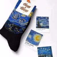 جوراب شب پر ستاره ونگوگ کالکشن Art پنبه فری سایز