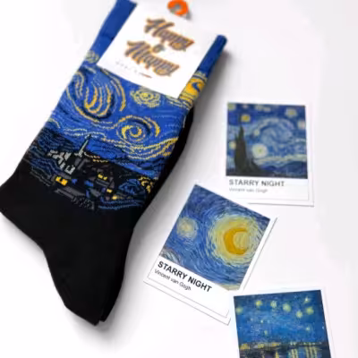 جوراب شب پر ستاره ونگوگ کالکشن Art پنبه فری سایز