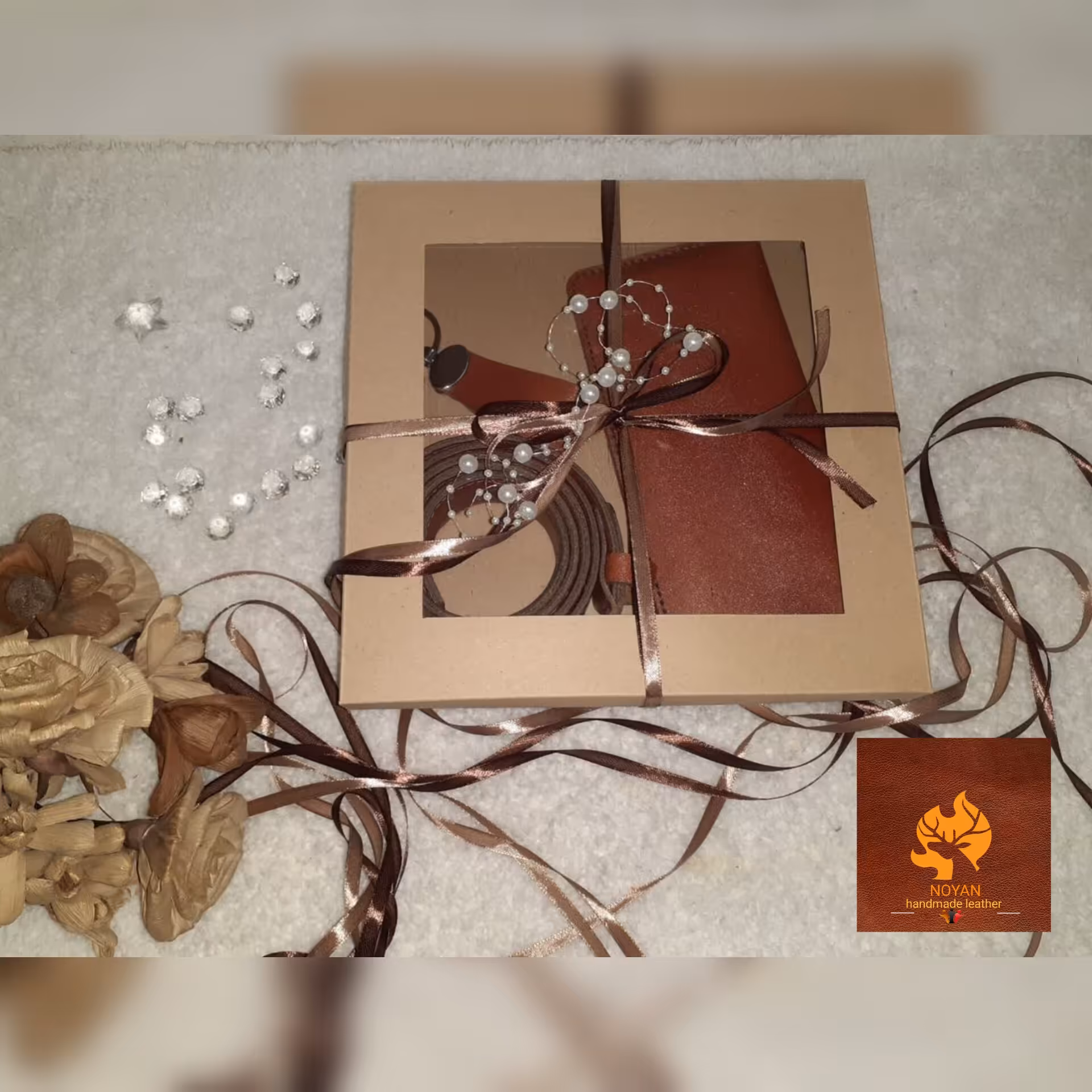 ست کمربند کیف پول کتی وجاکلیدی چرم طبیعی گاوی دستدوز