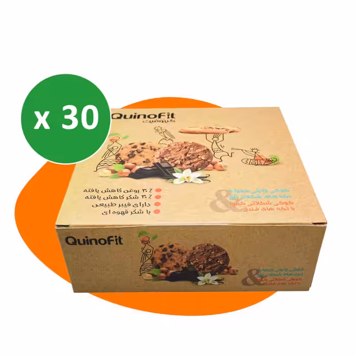 پکیج کوکی کینوفیت دو طعم وانیلی و شکلاتی 555 گرمی بسته 30 عددی