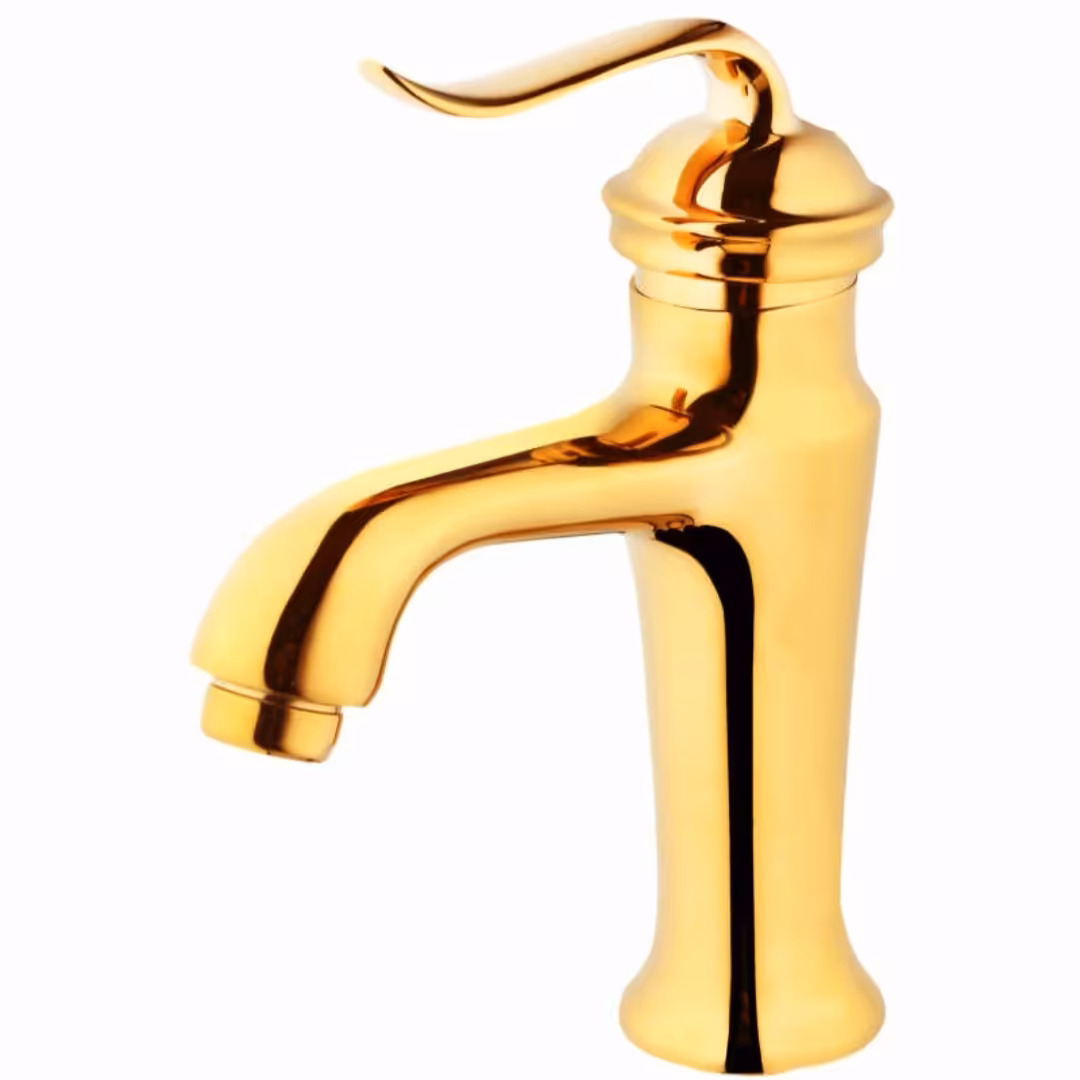 شیر روشویی شیرالات رز مدل آرنیکا 2 طلایی تنه فوق سنگین 