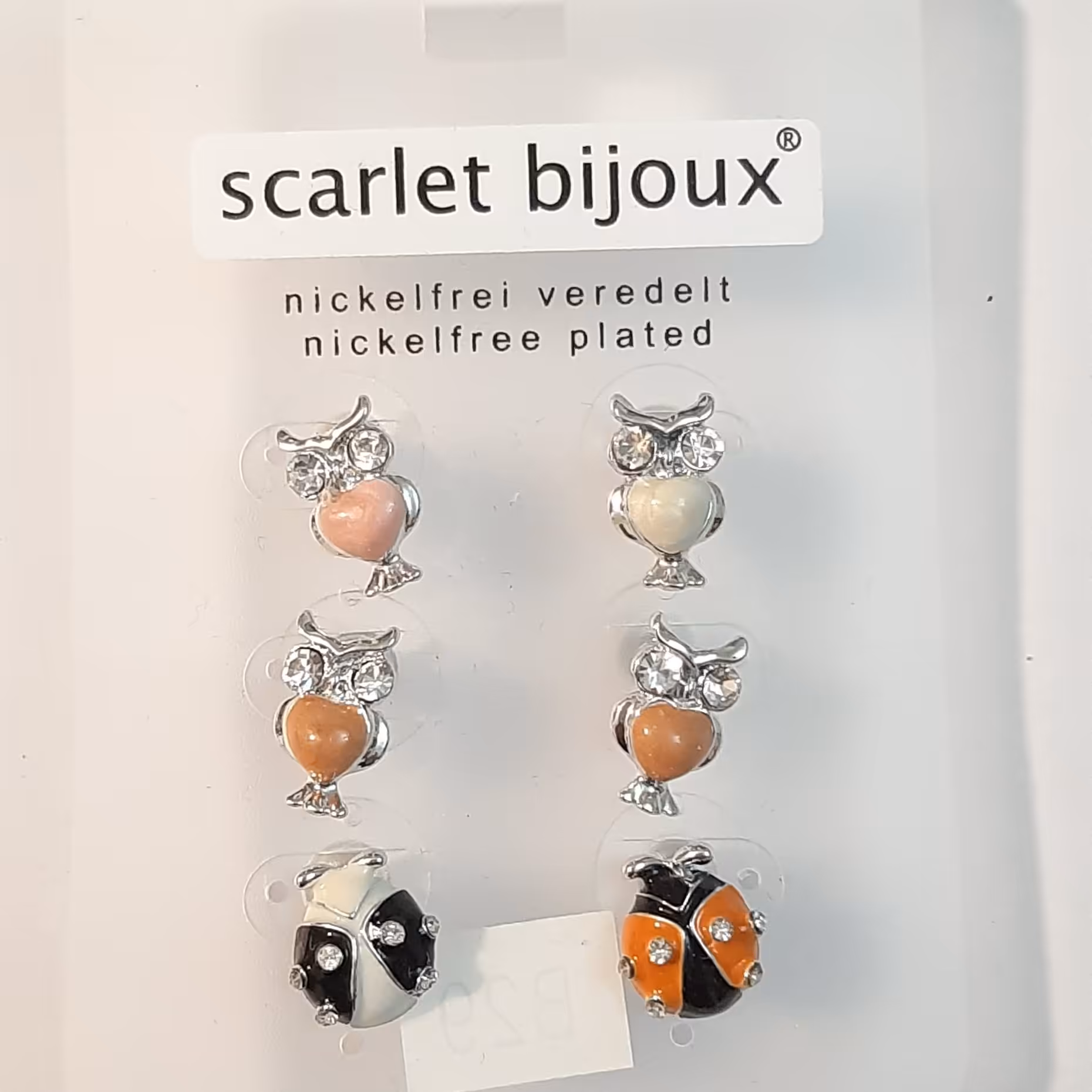 پک 3 جفتی گوشواره میخی جغد 1  اسکارلت بیژوکس آلمان کد 1041(ارسال رایگان )