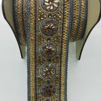 نوار  (یراق) طوسی طلایی سنگ دوزی اعلا