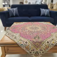 ست پنج تیکه رومیزی ترمه طرح افشار رنگ صورتی