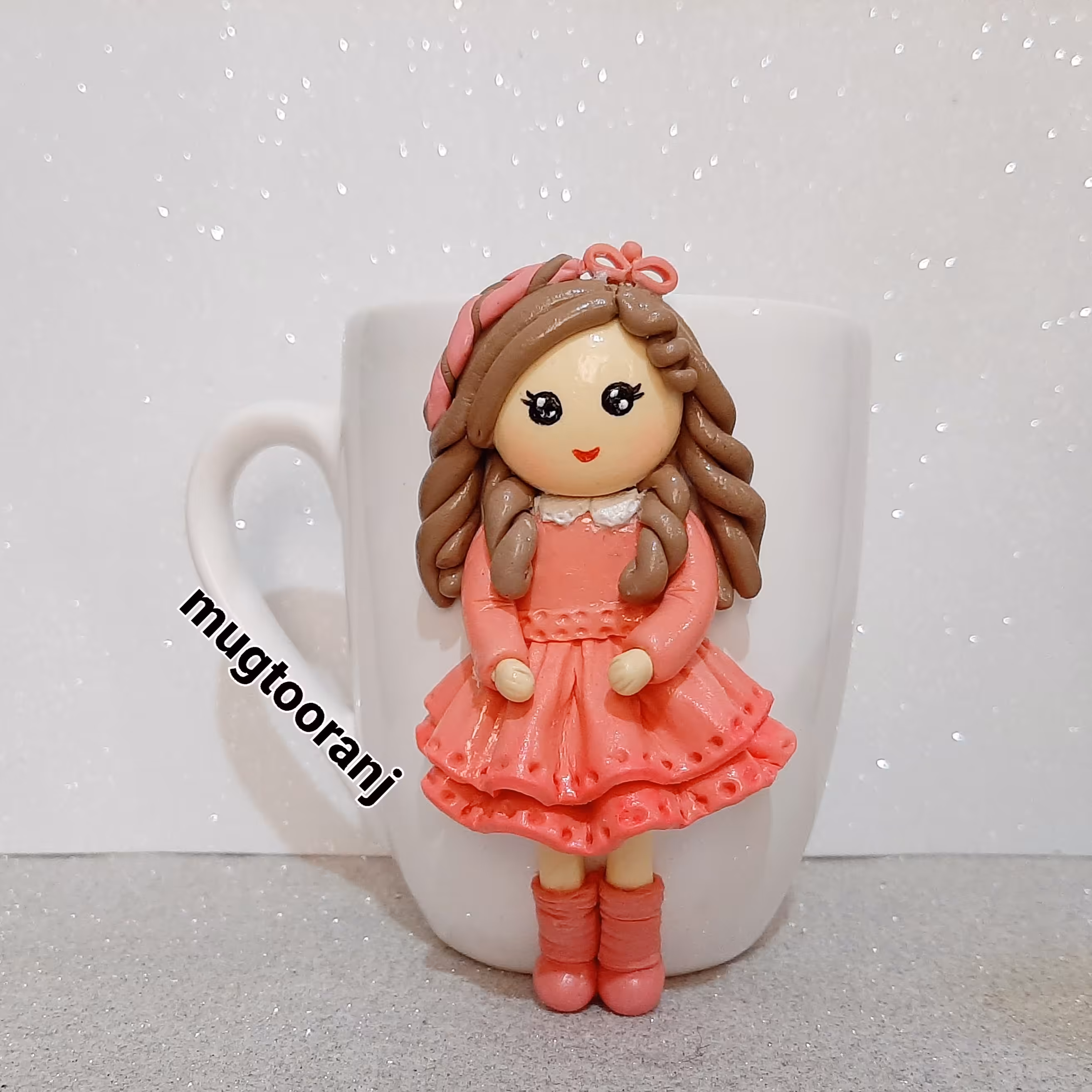 ماگ  عروسکی دخترونه پیرهن صورتی کد 17