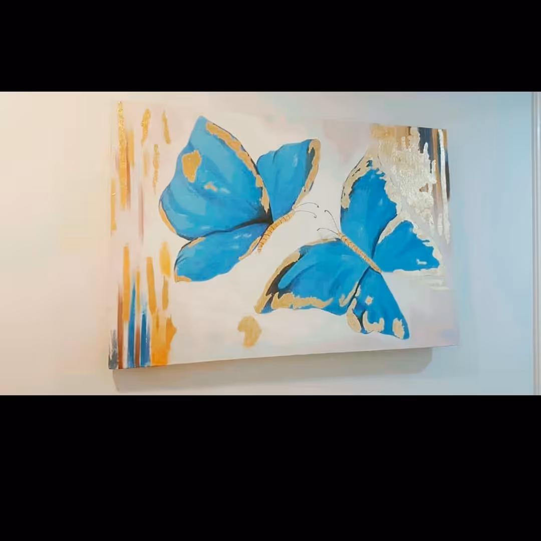 تابلو نقاشی مدل پروانه  آبی