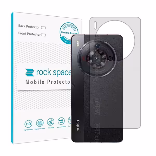 گلس محافظ پشت گوشی زد تی ای Nubia Z50s Pro مدل نانو هیدروژل شفاف برند راک اسپیس کد S